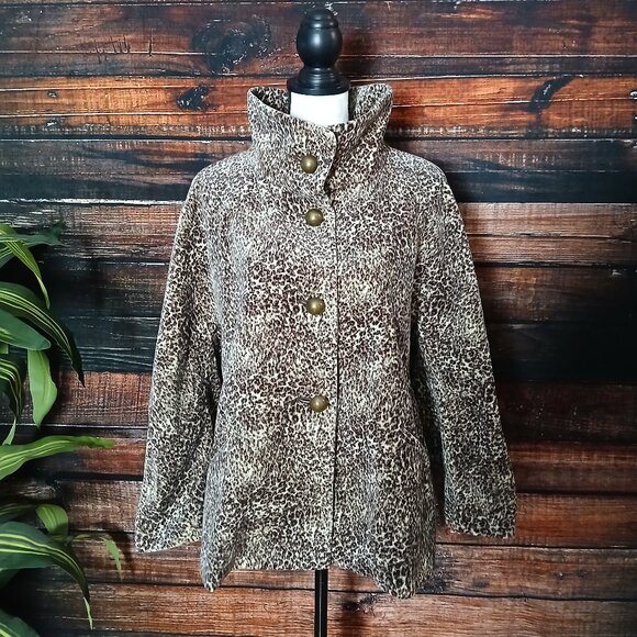 Talbots Jacket 16 Cheetah Velvet Swing Coat - Picture 3 of 11